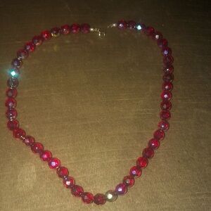 Vintage Elegant Red Crystal Beaded Necklace- 163A $35 or $30 w/offer